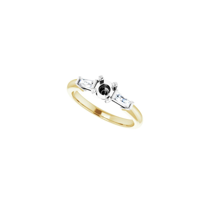 14K Yellow/White Gold 4.4 mm Round 1/5 CTW Lab-Grown Diamond Semi-Set Engagement Ring