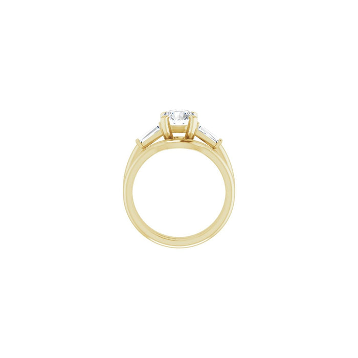 14K Yellow Gold 7 mm Round 1/5 CTW Lab-Grown Diamond Semi-Set Engagement Ring