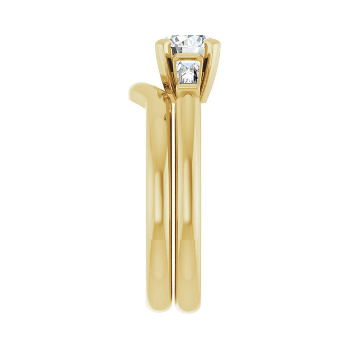14K Yellow Gold 5.8 mm Round 1/4 CTW Lab-Grown Diamond Semi-Set Engagement Ring