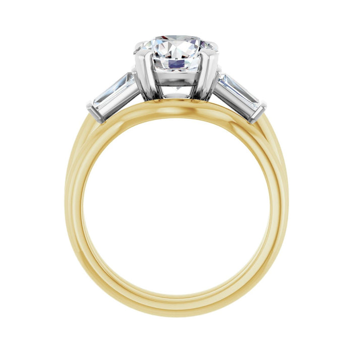 14K Yellow/White Gold 8 mm Round 1/3 CTW Lab-Grown Diamond Semi-Set Engagement Ring