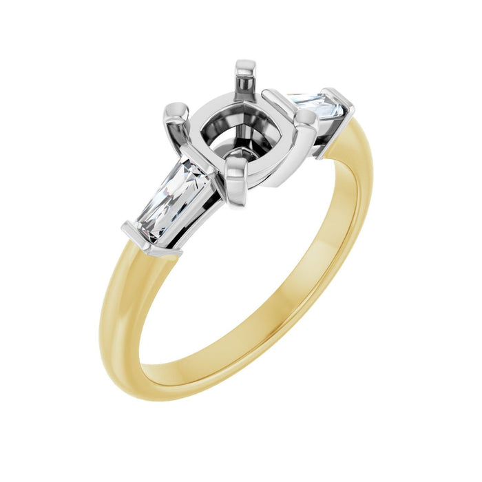 14K Yellow/White Gold 6x6 mm Cushion 1/5 CTW Lab-Grown Diamond Semi-Set Engagement Ring