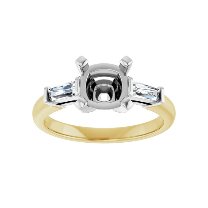 14K Yellow/White Gold 7x7 mm Cushion 1/5 CTW Lab-Grown Diamond Semi-Set Engagement Ring