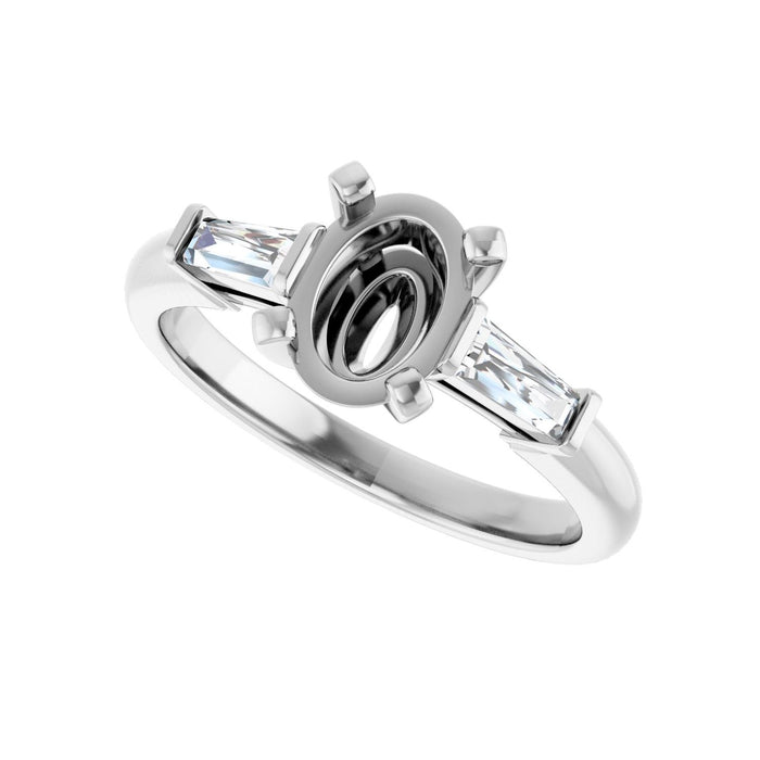 14K White Gold 8x6 mm Oval 1/5 CTW Lab-Grown Diamond Semi-Set Engagement Ring