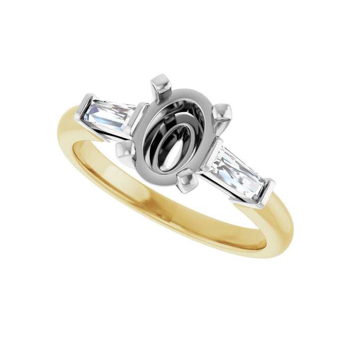 14K Yellow/White Gold 8x6 mm Oval 1/5 CTW Lab-Grown Diamond Semi-Set Engagement Ring