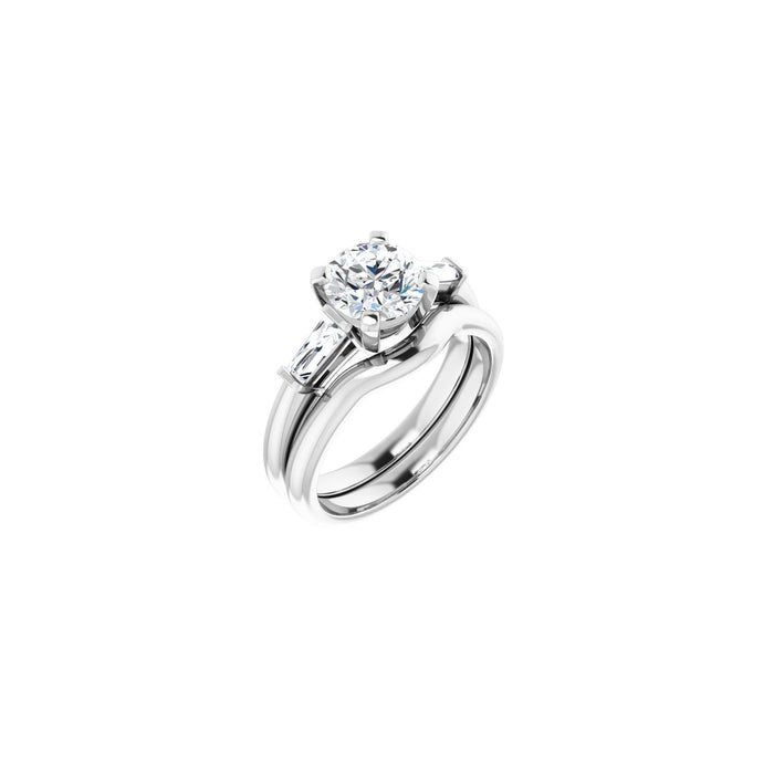 Platinum 7 mm Round 1/5 CTW Lab-Grown Diamond Semi-Set Engagement Ring