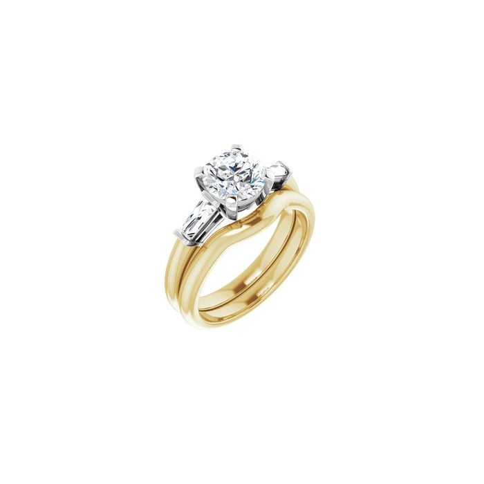 14K Yellow/White Gold 7 mm Round 1/5 CTW Lab-Grown Diamond Semi-Set Engagement Ring