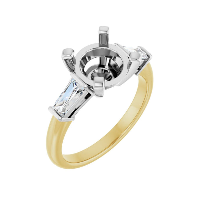 14K Yellow/White Gold 9 mm Round 1/2 CTW Lab-Grown Diamond Semi-Set Engagement Ring