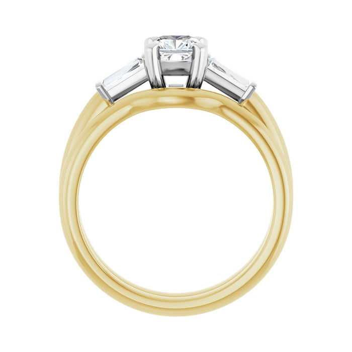 14K Yellow/White Gold 5x5 mm Cushion 1/5 CTW Lab-Grown Diamond Semi-Set Engagement Ring