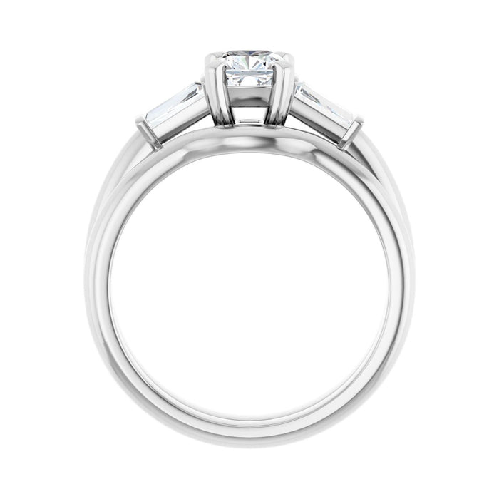 14K White Gold 5x5 mm Cushion 1/5 CTW Lab-Grown Diamond Semi-Set Engagement Ring
