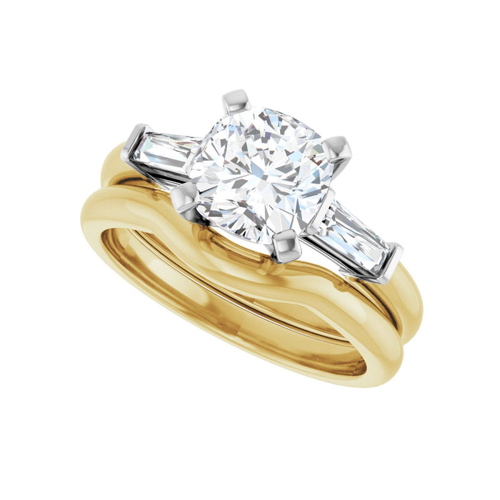 14K Yellow/White Gold 7x7 mm Cushion 1/5 CTW Lab-Grown Diamond Semi-Set Engagement Ring