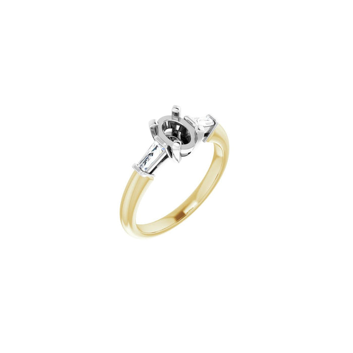 14K Yellow/White Gold 7x5 mm Oval 1/5 CTW Lab-Grown Diamond Semi-Set Engagement Ring