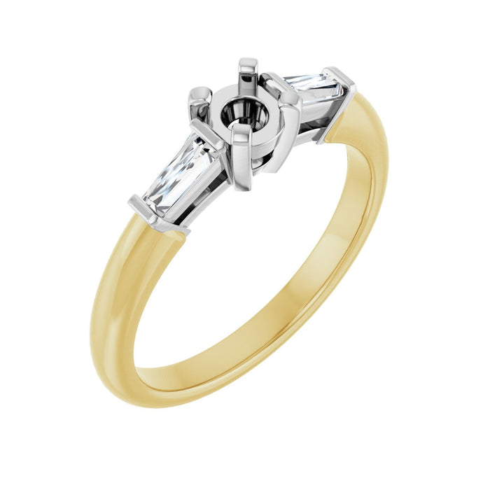 14K Yellow/White Gold 4.1 mm Round 1/5 CTW Lab-Grown Diamond Semi-Set Engagement Ring