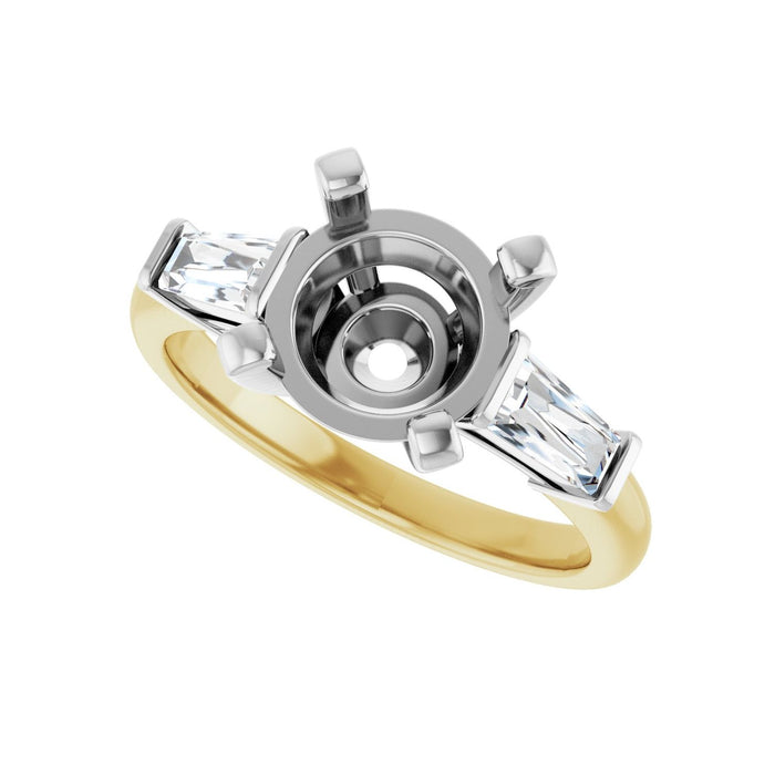 14K Yellow/White Gold 9 mm Round 1/2 CTW Lab-Grown Diamond Semi-Set Engagement Ring