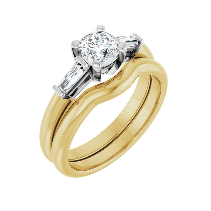 14K Yellow/White Gold 5x5 mm Cushion 1/5 CTW Lab-Grown Diamond Semi-Set Engagement Ring