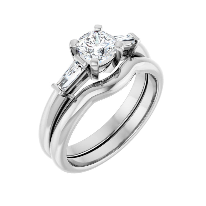 14K White Gold 5x5 mm Cushion 1/5 CTW Lab-Grown Diamond Semi-Set Engagement Ring