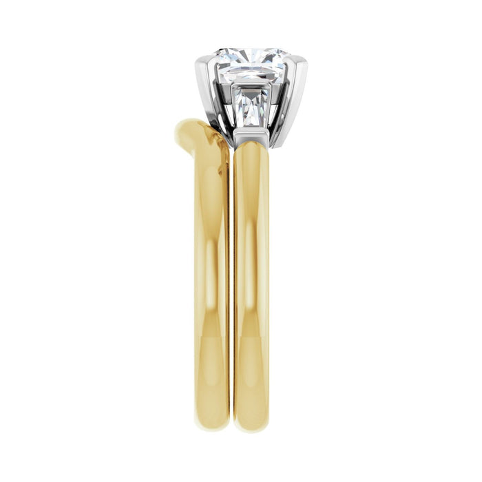 14K Yellow/White Gold 7x7 mm Cushion 1/5 CTW Lab-Grown Diamond Semi-Set Engagement Ring