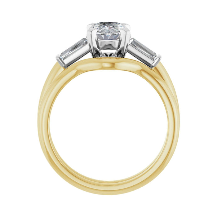 14K Yellow/White Gold 8x6 mm Oval 1/5 CTW Lab-Grown Diamond Semi-Set Engagement Ring