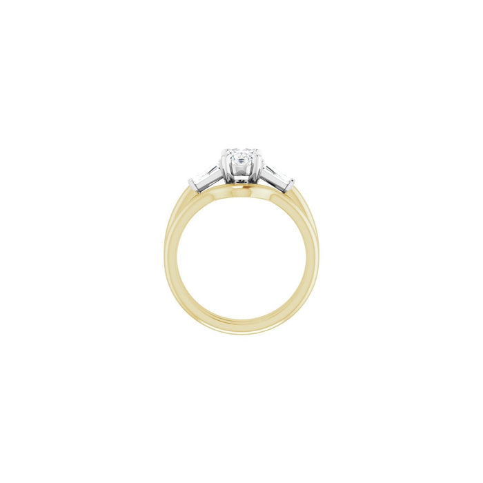 14K Yellow/White Gold 7x5 mm Oval 1/5 CTW Lab-Grown Diamond Semi-Set Engagement Ring