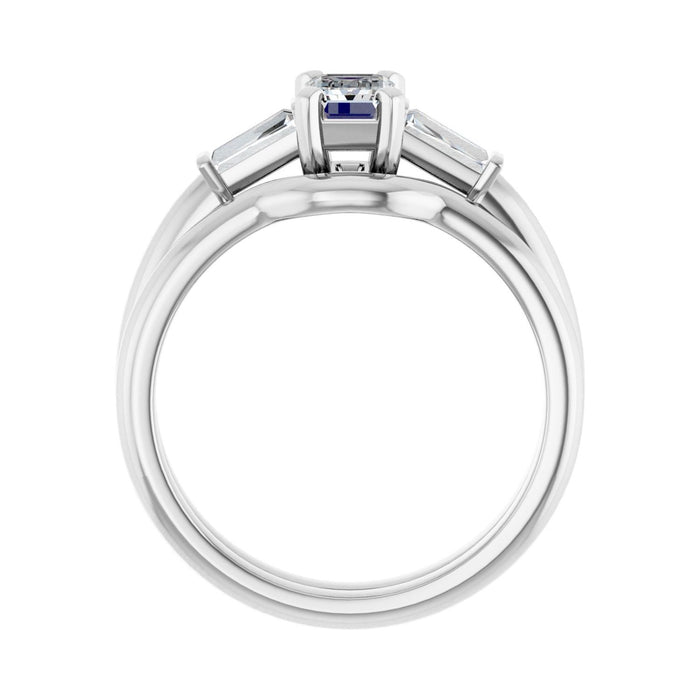 Platinum 6x4 mm Emerald 1/5 CTW Lab-Grown Diamond Semi-Set Engagement Ring