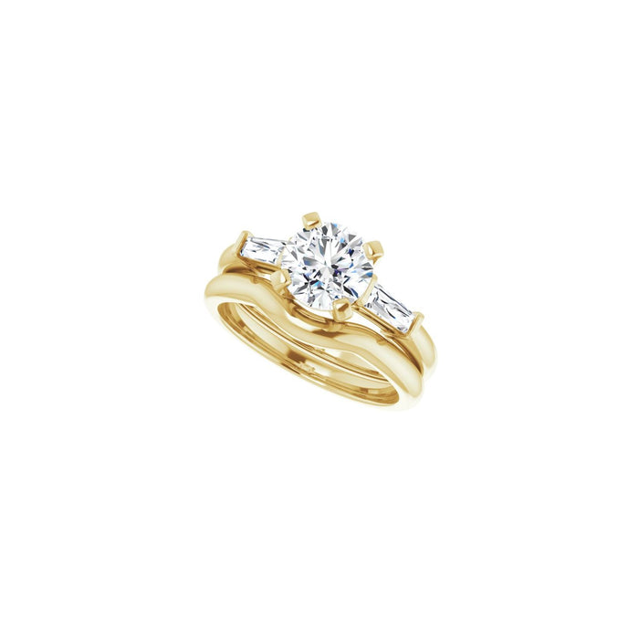 14K Yellow Gold 7 mm Round 1/5 CTW Lab-Grown Diamond Semi-Set Engagement Ring