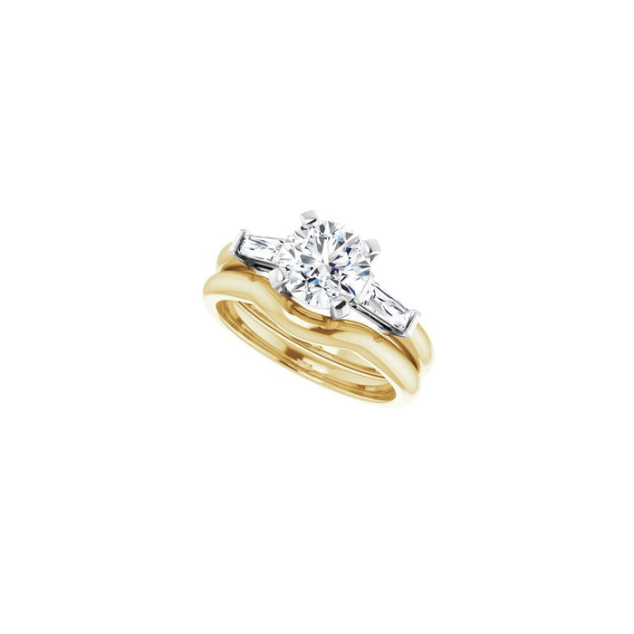 14K Yellow/White Gold 7 mm Round 1/5 CTW Lab-Grown Diamond Semi-Set Engagement Ring