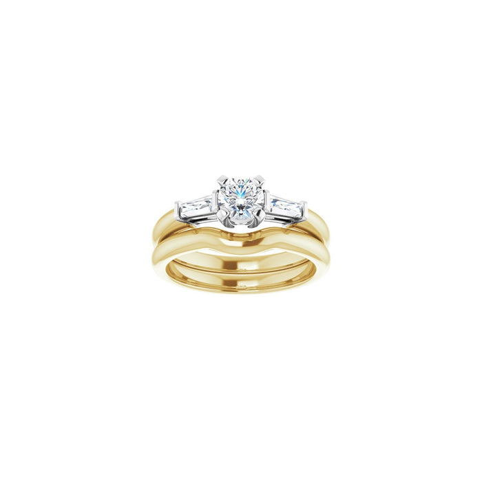 14K Yellow/White Gold 4.8 mm Round 1/5 CTW Lab-Grown Diamond Semi-Set Engagement Ring