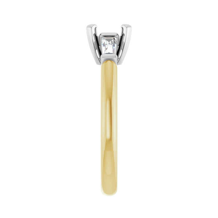 14K Yellow/White Gold 6x6 mm Cushion 1/5 CTW Lab-Grown Diamond Semi-Set Engagement Ring