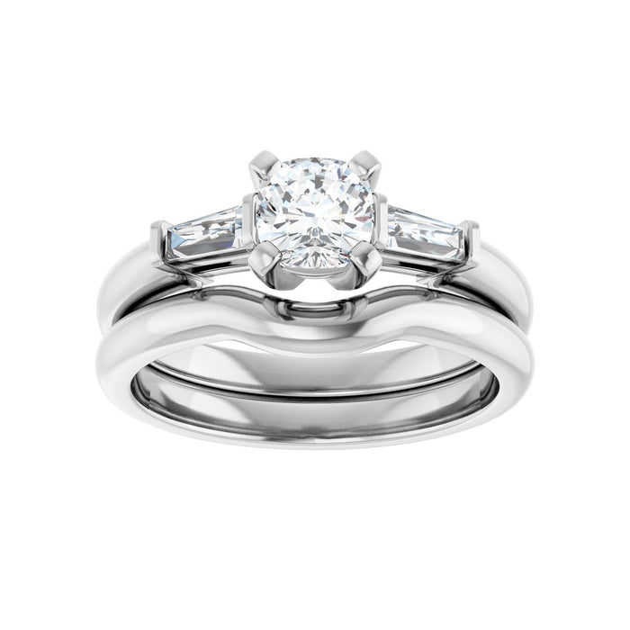 14K White Gold 5x5 mm Cushion 1/5 CTW Lab-Grown Diamond Semi-Set Engagement Ring