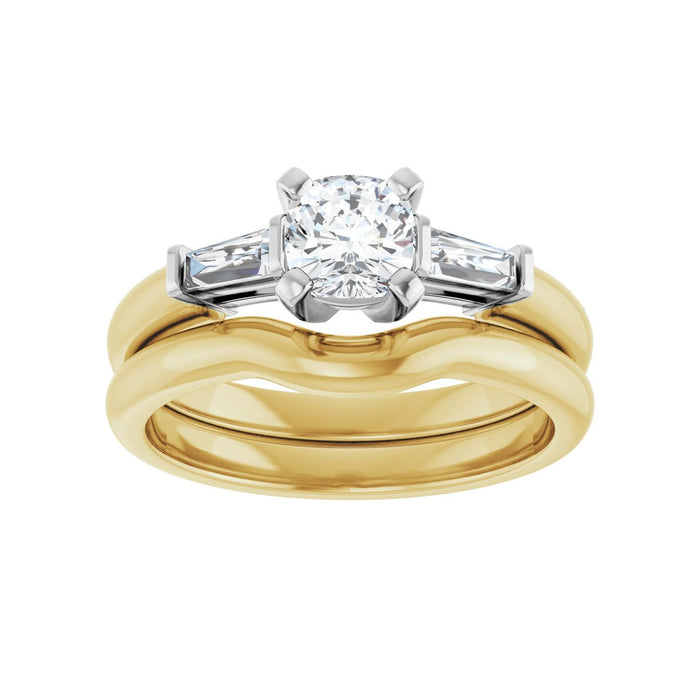 14K Yellow/White Gold 5x5 mm Cushion 1/5 CTW Lab-Grown Diamond Semi-Set Engagement Ring