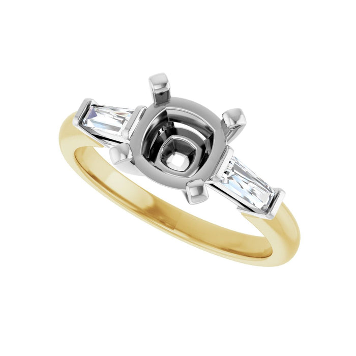 14K Yellow/White Gold 7x7 mm Cushion 1/5 CTW Lab-Grown Diamond Semi-Set Engagement Ring