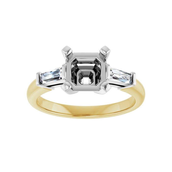 14K Yellow/White Gold 7x7 mm Asscher 1/5 CTW Lab-Grown Diamond Semi-Set Engagement Ring