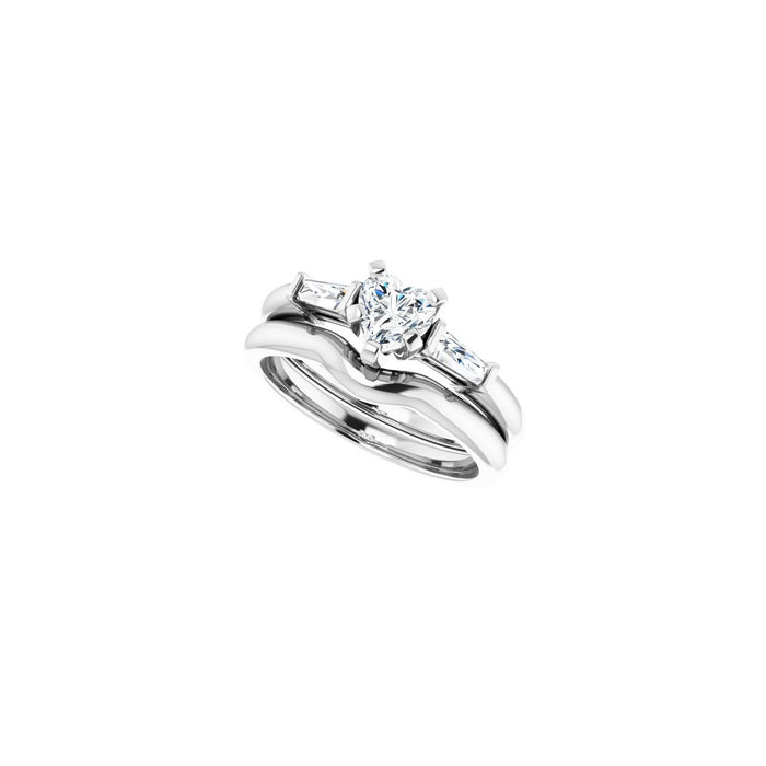 Platinum 5x5 mm Heart 1/5 CTW Lab-Grown Diamond Semi-Set Engagement Ring