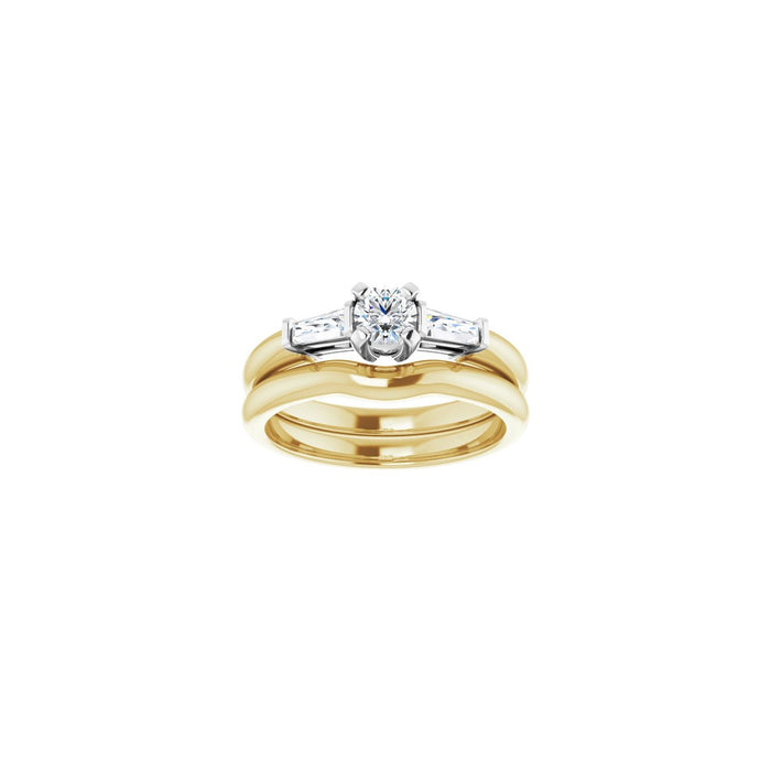 14K Yellow/White Gold 4.1 mm Round 1/5 CTW Lab-Grown Diamond Semi-Set Engagement Ring