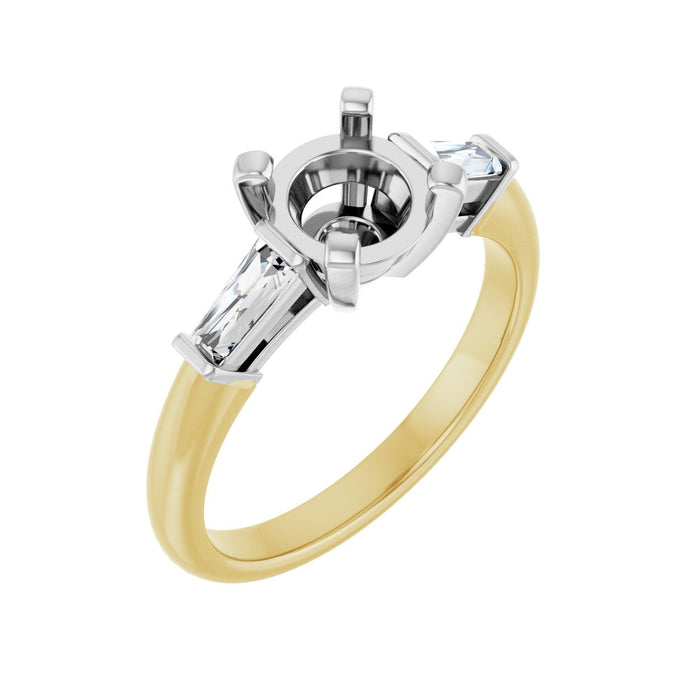 14K Yellow/White Gold 7 mm Round 1/5 CTW Lab-Grown Diamond Semi-Set Engagement Ring