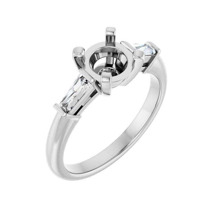Platinum 7 mm Round 1/5 CTW Lab-Grown Diamond Semi-Set Engagement Ring