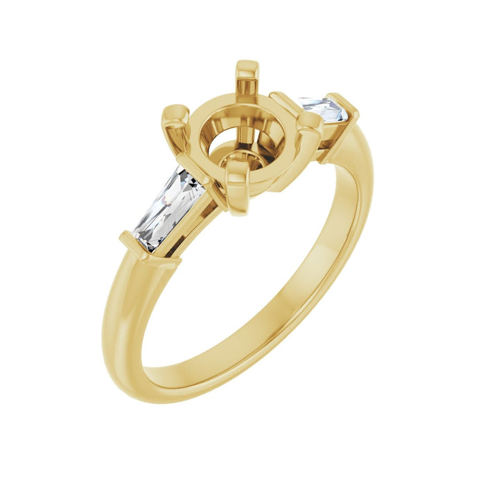 14K Yellow Gold 7 mm Round 1/5 CTW Lab-Grown Diamond Semi-Set Engagement Ring