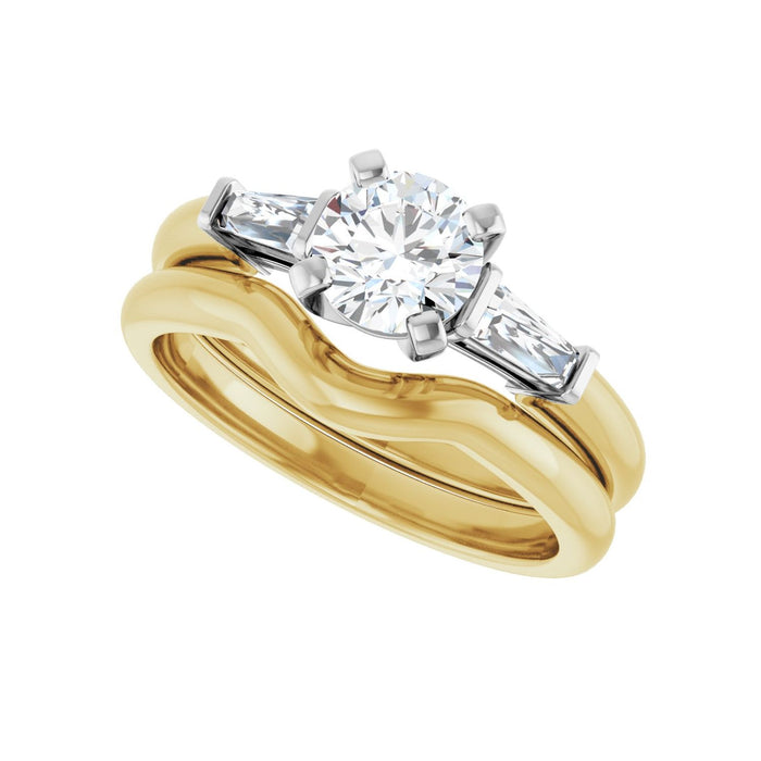 14K Yellow/White Gold 5.8 mm Round 1/4 CTW Lab-Grown Diamond Semi-Set Engagement Ring