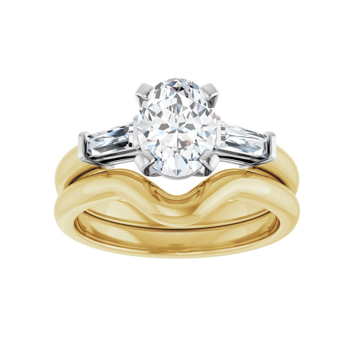 14K Yellow/White Gold 8x6 mm Oval 1/5 CTW Lab-Grown Diamond Semi-Set Engagement Ring