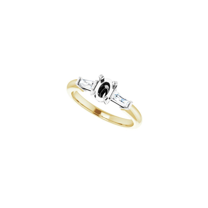 14K Yellow/White Gold 6x4 mm Oval 1/5 CTW Lab-Grown Diamond Semi-Set Engagement Ring
