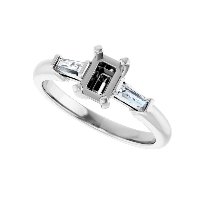 14K White Gold 6x4 mm Emerald 1/5 CTW Lab-Grown Diamond Semi-Set Engagement Ring