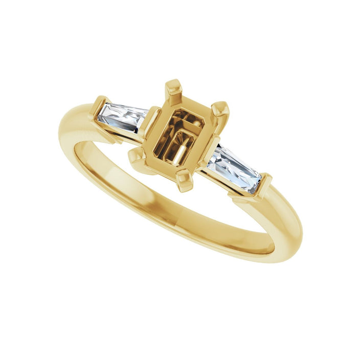 14K Yellow Gold 6x4 mm Emerald 1/5 CTW Lab-Grown Diamond Semi-Set Engagement Ring