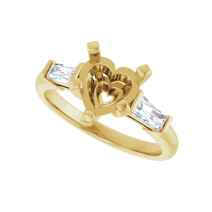 14K Yellow Gold 8x8 mm Heart 1/3 CTW Lab-Grown Diamond Semi-Set Engagement Ring