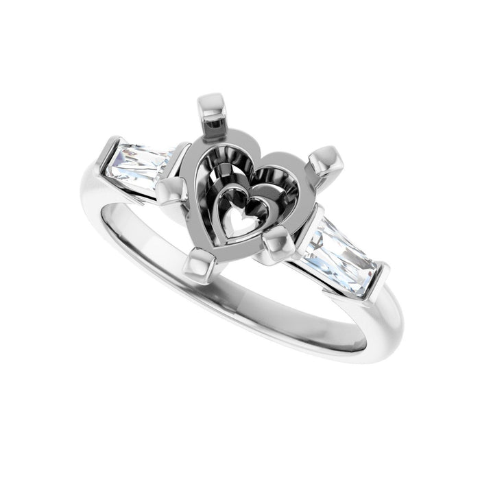 14K White Gold 8x8 mm Heart 1/3 CTW Lab-Grown Diamond Semi-Set Engagement Ring