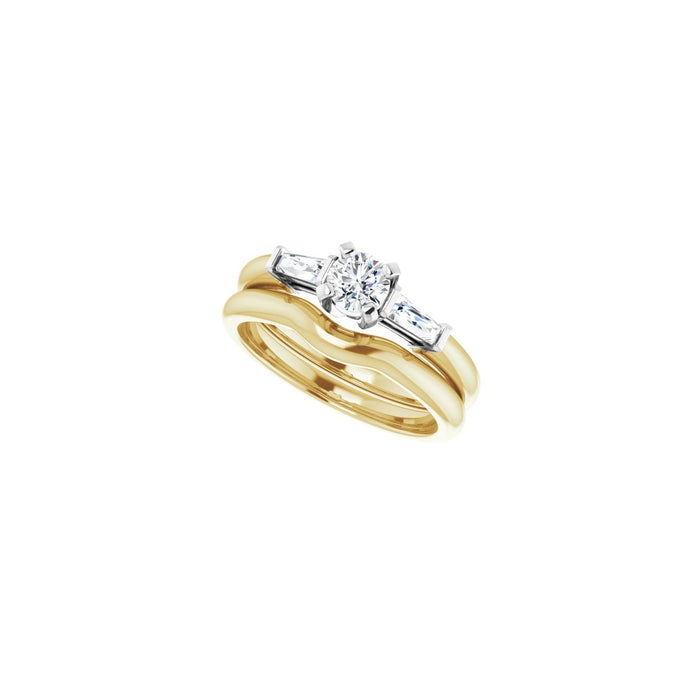 14K Yellow/White Gold 4.4 mm Round 1/5 CTW Lab-Grown Diamond Semi-Set Engagement Ring