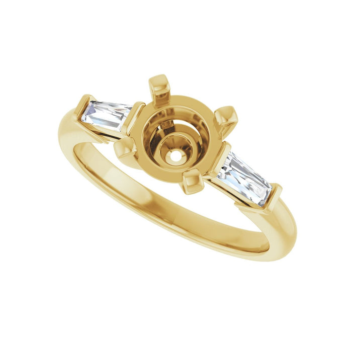 14K Yellow Gold 7 mm Round 1/5 CTW Lab-Grown Diamond Semi-Set Engagement Ring