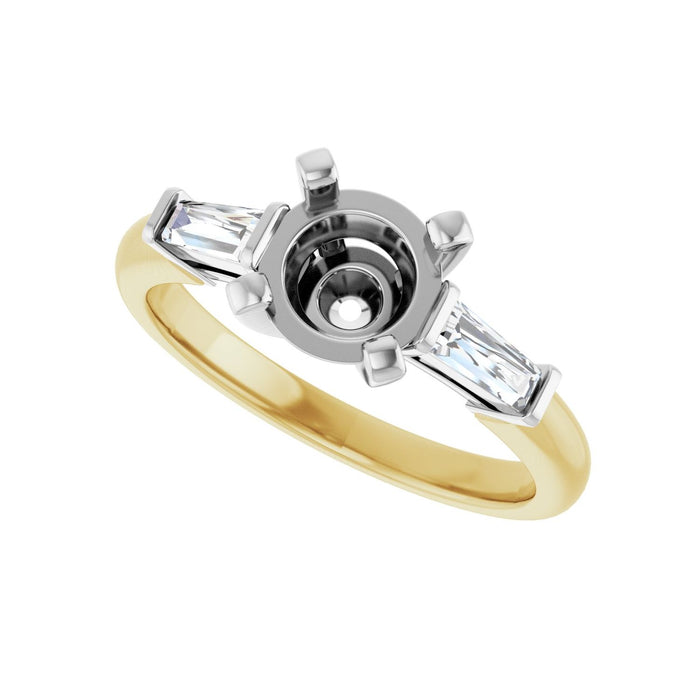 14K Yellow/White Gold 7 mm Round 1/5 CTW Lab-Grown Diamond Semi-Set Engagement Ring