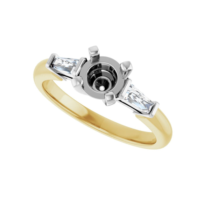 14K Yellow/White Gold 5.8 mm Round 1/4 CTW Lab-Grown Diamond Semi-Set Engagement Ring