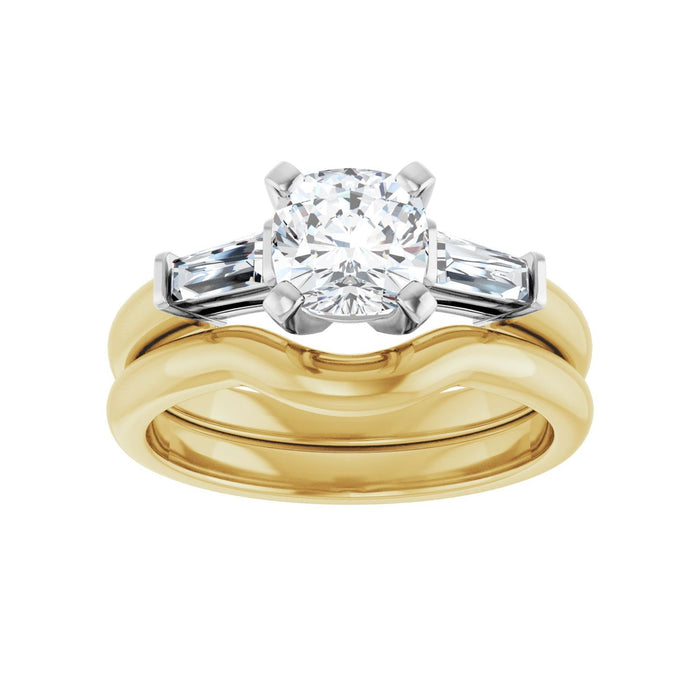 14K Yellow/White Gold 6x6 mm Cushion 1/5 CTW Lab-Grown Diamond Semi-Set Engagement Ring