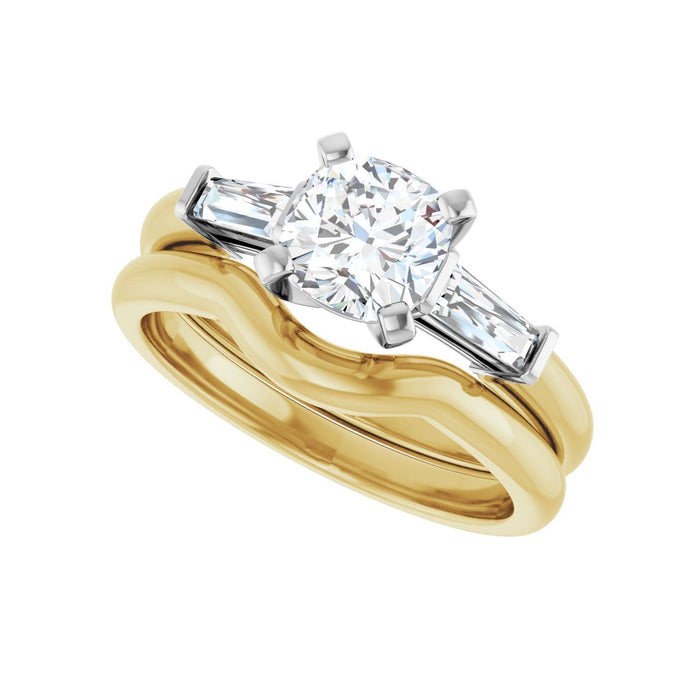 14K Yellow/White Gold 6x6 mm Cushion 1/5 CTW Lab-Grown Diamond Semi-Set Engagement Ring