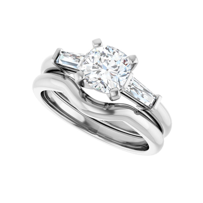 14K White Gold 6x6 mm Cushion 1/5 CTW Lab-Grown Diamond Semi-Set Engagement Ring